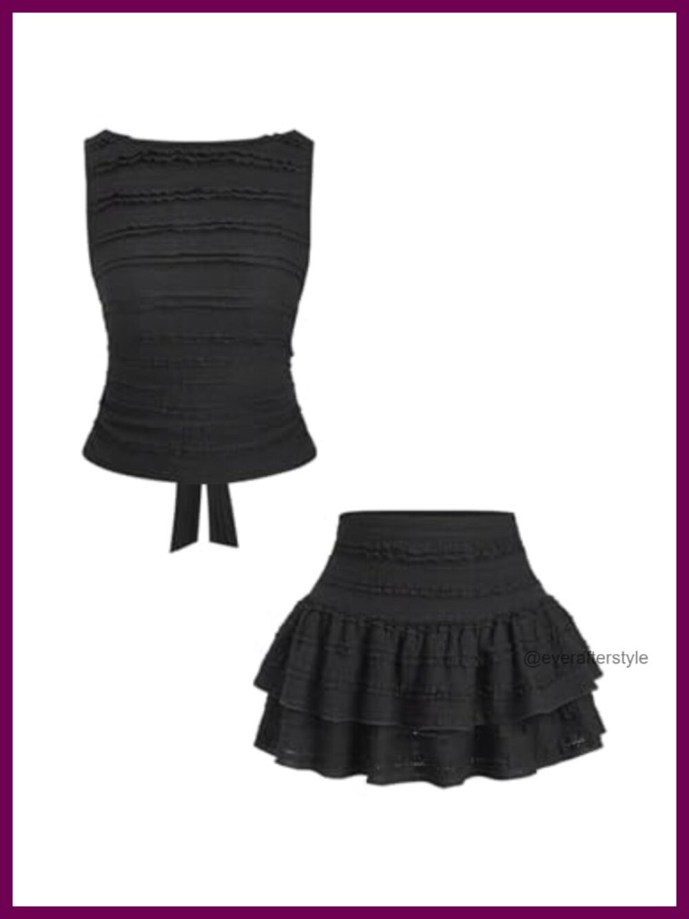 2 Piece Textured Tank Top and Ruffle Skirt Set Summer Vacation Outfit